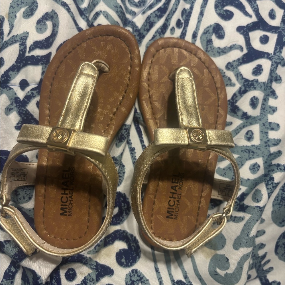 Michael Kors Kids Metallic Gold Sandals